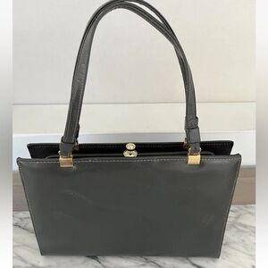 Dobbies Navy Blue Leather Bag Purse Pocketbook Gold Hardware Vintage 50s 60s